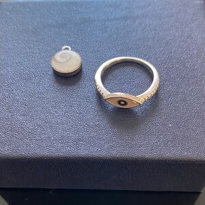 Sterling Silver Evil Eye Ring and Pendant Set